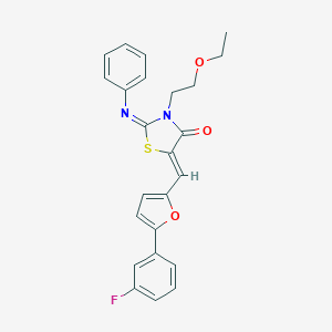 molecular formula C24H21FN2O3S B424183 (2Z,5Z)-3-(2-ethoxyethyl)-5-{[5-(3-fluorophenyl)furan-2-yl]methylidene}-2-(phenylimino)-1,3-thiazolidin-4-one 