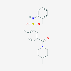 molecular formula C21H26N2O3S B4241858 2-methyl-N-(2-methylphenyl)-5-[(4-methyl-1-piperidinyl)carbonyl]benzenesulfonamide 