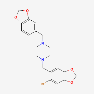 molecular formula C20H21BrN2O4 B4241859 1-(1,3-benzodioxol-5-ylmethyl)-4-[(6-bromo-1,3-benzodioxol-5-yl)methyl]piperazine 