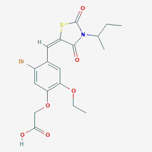 molecular formula C18H20BrNO6S B424189 {5-Bromo-4-[(3-sec-butyl-2,4-dioxo-1,3-thiazolidin-5-ylidene)methyl]-2-ethoxyphenoxy}acetic acid 