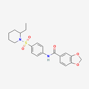 molecular formula C21H24N2O5S B4241892 N-{4-[(2-ethylpiperidin-1-yl)sulfonyl]phenyl}-1,3-benzodioxole-5-carboxamide 