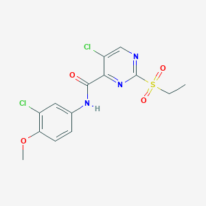 molecular formula C14H13Cl2N3O4S B4241917 5-CHLORO-N-(3-CHLORO-4-METHOXYPHENYL)-2-(ETHANESULFONYL)PYRIMIDINE-4-CARBOXAMIDE 