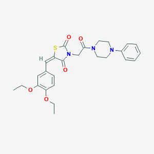 molecular formula C26H29N3O5S B424192 (5E)-5-(3,4-diethoxybenzylidene)-3-[2-oxo-2-(4-phenylpiperazin-1-yl)ethyl]-1,3-thiazolidine-2,4-dione 