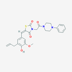 molecular formula C26H27N3O5S B424197 (5E)-5-[4-hydroxy-3-methoxy-5-(prop-2-en-1-yl)benzylidene]-3-[2-oxo-2-(4-phenylpiperazin-1-yl)ethyl]-1,3-thiazolidine-2,4-dione 