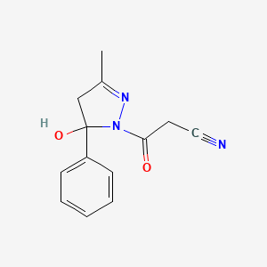 molecular formula C13H13N3O2 B4241974 3-(5-hydroxy-3-methyl-5-phenyl-4H-pyrazol-1-yl)-3-oxopropanenitrile 