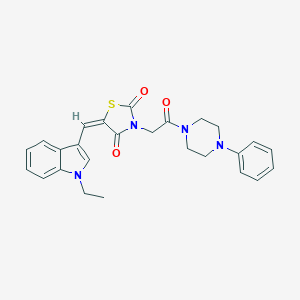 molecular formula C26H26N4O3S B424200 (5E)-5-[(1-ethylindol-3-yl)methylidene]-3-[2-oxo-2-(4-phenylpiperazin-1-yl)ethyl]-1,3-thiazolidine-2,4-dione CAS No. 578748-31-9