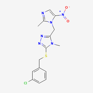 molecular formula C15H15ClN6O2S B4242000 3-[(3-chlorobenzyl)sulfanyl]-4-methyl-5-[(2-methyl-5-nitro-1H-imidazol-1-yl)methyl]-4H-1,2,4-triazole 