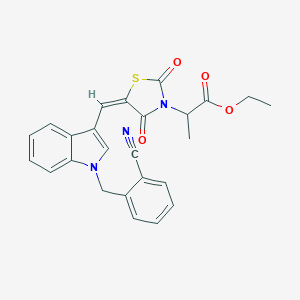 molecular formula C25H21N3O4S B424201 ethyl 2-(5-{[1-(2-cyanobenzyl)-1H-indol-3-yl]methylene}-2,4-dioxo-1,3-thiazolidin-3-yl)propanoate 