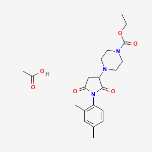 molecular formula C21H29N3O6 B4242036 Acetic acid;ethyl 4-[1-(2,4-dimethylphenyl)-2,5-dioxopyrrolidin-3-yl]piperazine-1-carboxylate 