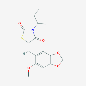 molecular formula C16H17NO5S B424204 3-Sec-butyl-5-[(6-methoxy-1,3-benzodioxol-5-yl)methylene]-1,3-thiazolidine-2,4-dione 
