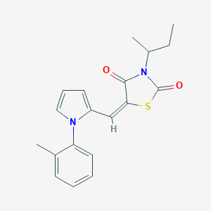 molecular formula C19H20N2O2S B424205 (5E)-3-(butan-2-yl)-5-{[1-(2-methylphenyl)-1H-pyrrol-2-yl]methylidene}-1,3-thiazolidine-2,4-dione 