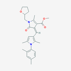molecular formula C27H32N2O4 B424208 methyl (4Z)-4-{[1-(2,4-dimethylphenyl)-2,5-dimethyl-1H-pyrrol-3-yl]methylidene}-2-methyl-5-oxo-1-(tetrahydrofuran-2-ylmethyl)-4,5-dihydro-1H-pyrrole-3-carboxylate 