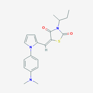 molecular formula C20H23N3O2S B424210 (5E)-3-(butan-2-yl)-5-({1-[4-(dimethylamino)phenyl]-1H-pyrrol-2-yl}methylidene)-1,3-thiazolidine-2,4-dione 
