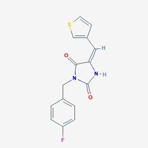 molecular formula C15H11FN2O2S B424211 3-(4-Fluorobenzyl)-5-(thien-3-ylmethylene)imidazolidine-2,4-dione 