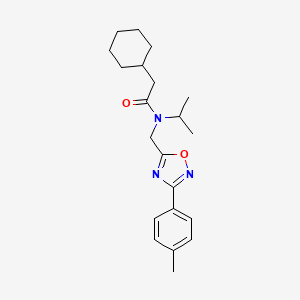 molecular formula C21H29N3O2 B4242143 2-cyclohexyl-N-isopropyl-N-{[3-(4-methylphenyl)-1,2,4-oxadiazol-5-yl]methyl}acetamide 