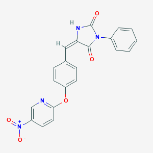 (5E)-5-{4-[(5-nitropyridin-2-yl)oxy]benzylidene}-3-phenylimidazolidine-2,4-dione