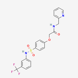 molecular formula C21H18F3N3O4S B4242192 N-(pyridin-2-ylmethyl)-2-[4-[[3-(trifluoromethyl)phenyl]sulfamoyl]phenoxy]acetamide 