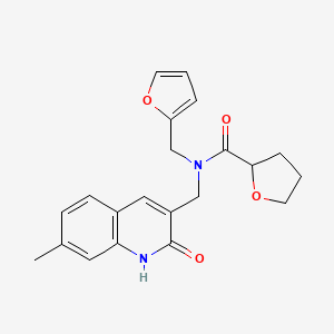 molecular formula C21H22N2O4 B4242193 N-(2-furylmethyl)-N-[(2-hydroxy-7-methyl-3-quinolinyl)methyl]tetrahydro-2-furancarboxamide 