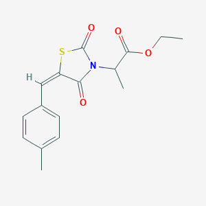 molecular formula C16H17NO4S B424221 ethyl 2-[(5E)-5-(4-methylbenzylidene)-2,4-dioxo-1,3-thiazolidin-3-yl]propanoate 