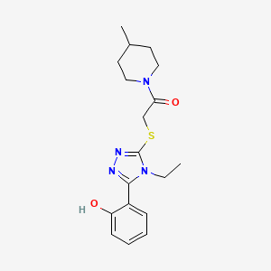 molecular formula C18H24N4O2S B4242251 2-{[4-ethyl-5-(2-hydroxyphenyl)-4H-1,2,4-triazol-3-yl]sulfanyl}-1-(4-methylpiperidin-1-yl)ethanone 