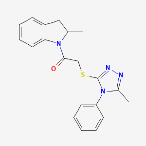 2-methyl-1-{[(5-methyl-4-phenyl-4H-1,2,4-triazol-3-yl)thio]acetyl}indoline