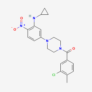 molecular formula C21H23ClN4O3 B4242280 5-[4-(3-chloro-4-methylbenzoyl)-1-piperazinyl]-N-cyclopropyl-2-nitroaniline 