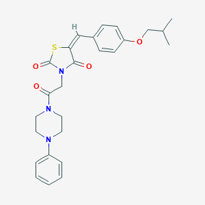 molecular formula C26H29N3O4S B424229 (5E)-5-[4-(2-methylpropoxy)benzylidene]-3-[2-oxo-2-(4-phenylpiperazin-1-yl)ethyl]-1,3-thiazolidine-2,4-dione 