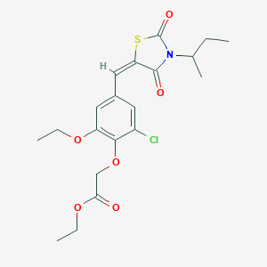 ethyl (4-{(E)-[3-(butan-2-yl)-2,4-dioxo-1,3-thiazolidin-5-ylidene]methyl}-2-chloro-6-ethoxyphenoxy)acetate