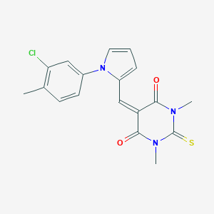 molecular formula C18H16ClN3O2S B424233 5-[[1-(3-Chloro-4-methylphenyl)pyrrol-2-yl]methylidene]-1,3-dimethyl-2-sulfanylidene-1,3-diazinane-4,6-dione CAS No. 444781-61-7