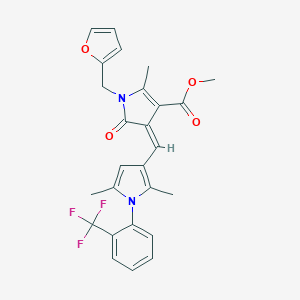 molecular formula C26H23F3N2O4 B424234 methyl 4-({2,5-dimethyl-1-[2-(trifluoromethyl)phenyl]-1H-pyrrol-3-yl}methylene)-1-(2-furylmethyl)-2-methyl-5-oxo-4,5-dihydro-1H-pyrrole-3-carboxylate 