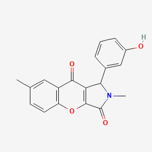 molecular formula C19H15NO4 B4242346 1-(3-hydroxyphenyl)-2,7-dimethyl-1,2-dihydrochromeno[2,3-c]pyrrole-3,9-dione 