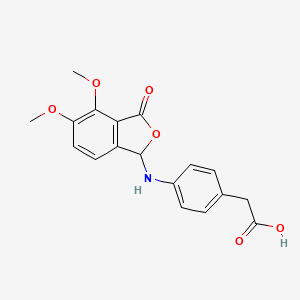 molecular formula C18H17NO6 B4242358 {4-[(4,5-dimethoxy-3-oxo-1,3-dihydro-2-benzofuran-1-yl)amino]phenyl}acetic acid 