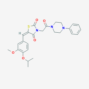 molecular formula C26H29N3O5S B424236 5-(4-Isopropoxy-3-methoxybenzylidene)-3-[2-oxo-2-(4-phenyl-1-piperazinyl)ethyl]-1,3-thiazolidine-2,4-dione 