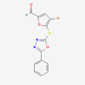 molecular formula C13H7BrN2O3S B4242377 4-bromo-5-[(5-phenyl-1,3,4-oxadiazol-2-yl)thio]-2-furaldehyde 