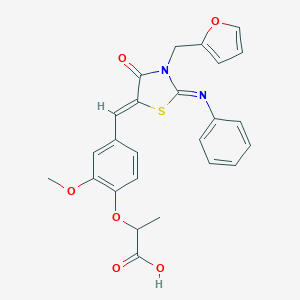 2-(4-{[3-(2-Furylmethyl)-4-oxo-2-(phenylimino)-1,3-thiazolidin-5-ylidene]methyl}-2-methoxyphenoxy)propanoic acid