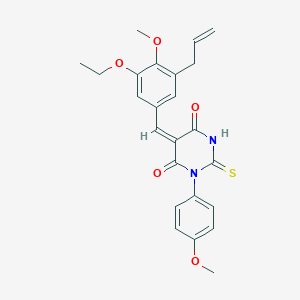 molecular formula C24H24N2O5S B424247 5-(3-allyl-5-ethoxy-4-methoxybenzylidene)-1-(4-methoxyphenyl)-2-thioxodihydro-4,6(1H,5H)-pyrimidinedione 