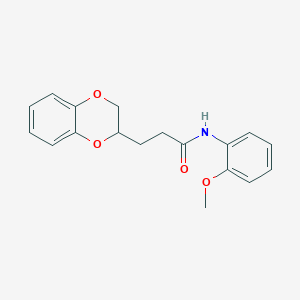 molecular formula C18H19NO4 B4242485 3-(2,3-dihydro-1,4-benzodioxin-2-yl)-N-(2-methoxyphenyl)propanamide 