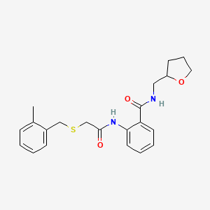 2-(2-{[(2-methylphenyl)methyl]sulfanyl}acetamido)-N-(oxolan-2-ylmethyl)benzamide