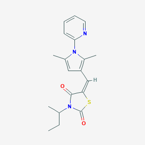 molecular formula C19H21N3O2S B424252 3-sec-butyl-5-[(2,5-dimethyl-1-pyridin-2-yl-1H-pyrrol-3-yl)methylene]-1,3-thiazolidine-2,4-dione 