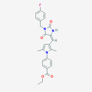 ethyl 4-(3-{[1-(4-fluorobenzyl)-2,5-dioxoimidazolidin-4-ylidene]methyl}-2,5-dimethyl-1H-pyrrol-1-yl)benzoate