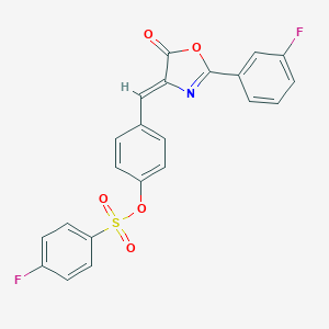 molecular formula C22H13F2NO5S B424254 4-[(2-(3-fluorophenyl)-5-oxo-1,3-oxazol-4(5H)-ylidene)methyl]phenyl 4-fluorobenzenesulfonate 