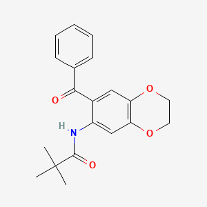 molecular formula C20H21NO4 B4242573 2,2-dimethyl-N-[7-(phenylcarbonyl)-2,3-dihydro-1,4-benzodioxin-6-yl]propanamide 