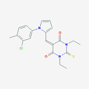 molecular formula C20H20ClN3O2S B424267 5-{[1-(3-chloro-4-methylphenyl)-1H-pyrrol-2-yl]methylidene}-1,3-diethyl-2-thioxodihydropyrimidine-4,6(1H,5H)-dione 