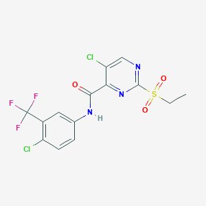 molecular formula C14H10Cl2F3N3O3S B4242678 5-CHLORO-N-[4-CHLORO-3-(TRIFLUOROMETHYL)PHENYL]-2-(ETHANESULFONYL)PYRIMIDINE-4-CARBOXAMIDE 