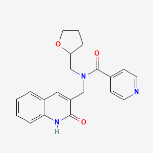 molecular formula C21H21N3O3 B4242711 N-(oxolan-2-ylmethyl)-N-[(2-oxo-1H-quinolin-3-yl)methyl]pyridine-4-carboxamide 