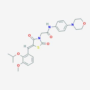 molecular formula C26H29N3O6S B424276 2-{(5Z)-5-[3-methoxy-2-(propan-2-yloxy)benzylidene]-2,4-dioxo-1,3-thiazolidin-3-yl}-N-[4-(morpholin-4-yl)phenyl]acetamide 