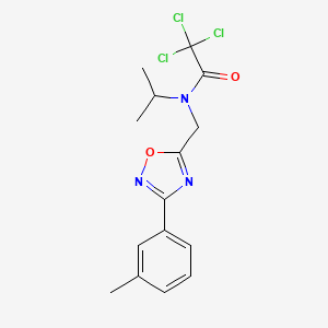 molecular formula C15H16Cl3N3O2 B4242766 2,2,2-trichloro-N-isopropyl-N-{[3-(3-methylphenyl)-1,2,4-oxadiazol-5-yl]methyl}acetamide 