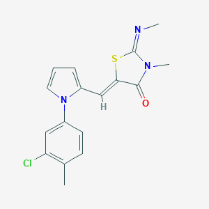 molecular formula C17H16ClN3OS B424280 5-{[1-(3-chloro-4-methylphenyl)-1H-pyrrol-2-yl]methylene}-3-methyl-2-(methylimino)-1,3-thiazolidin-4-one 