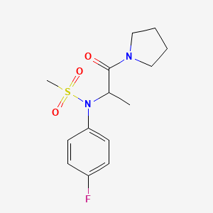 molecular formula C14H19FN2O3S B4242817 N-(4-fluorophenyl)-N-[1-methyl-2-oxo-2-(1-pyrrolidinyl)ethyl]methanesulfonamide 