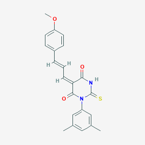 molecular formula C22H20N2O3S B424282 (5E)-1-(3,5-dimethylphenyl)-5-[(2E)-3-(4-methoxyphenyl)prop-2-en-1-ylidene]-2-thioxodihydropyrimidine-4,6(1H,5H)-dione 